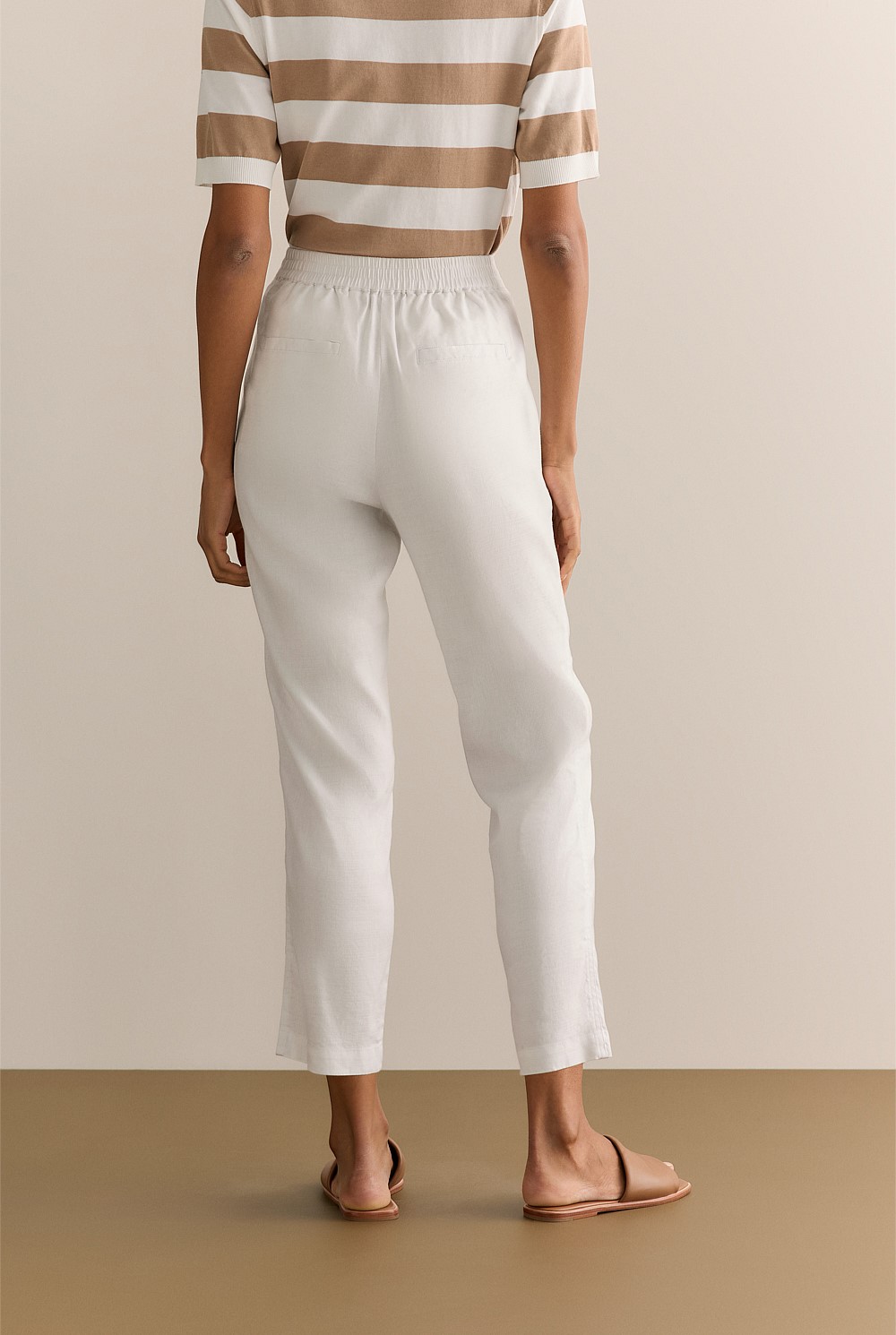 Stretch Linen Blend Pull On Pant