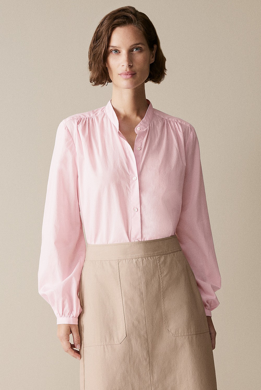 Cotton Voile Blouson Sleeve Blouse