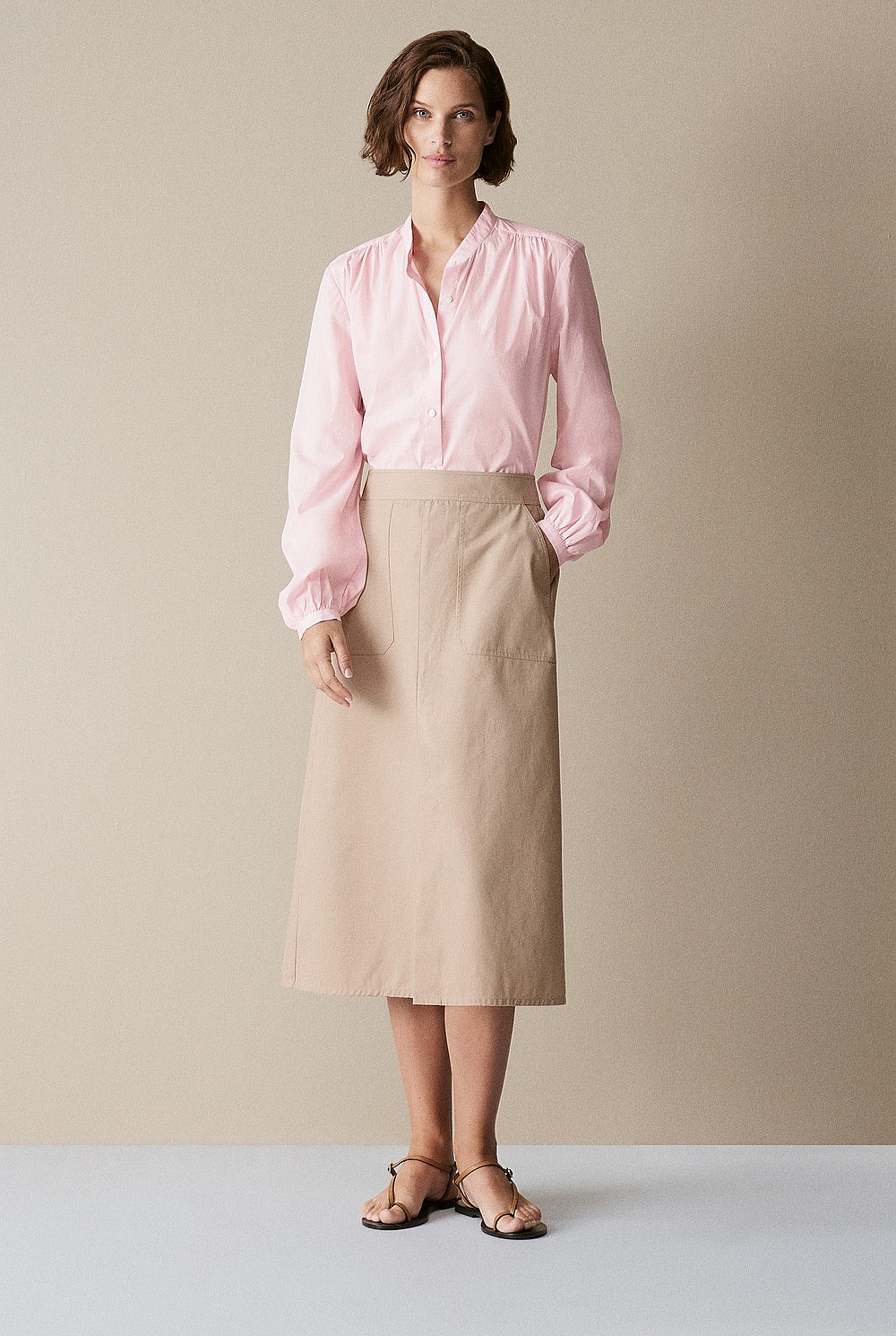 Cotton Voile Blouson Sleeve Blouse