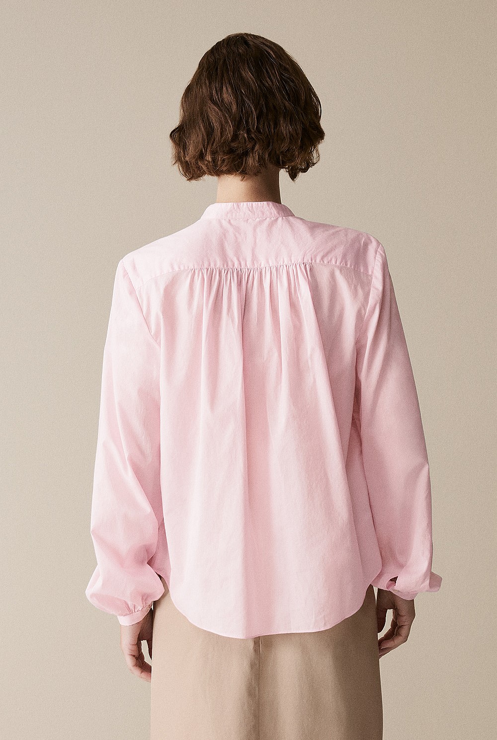 Cotton Voile Blouson Sleeve Blouse