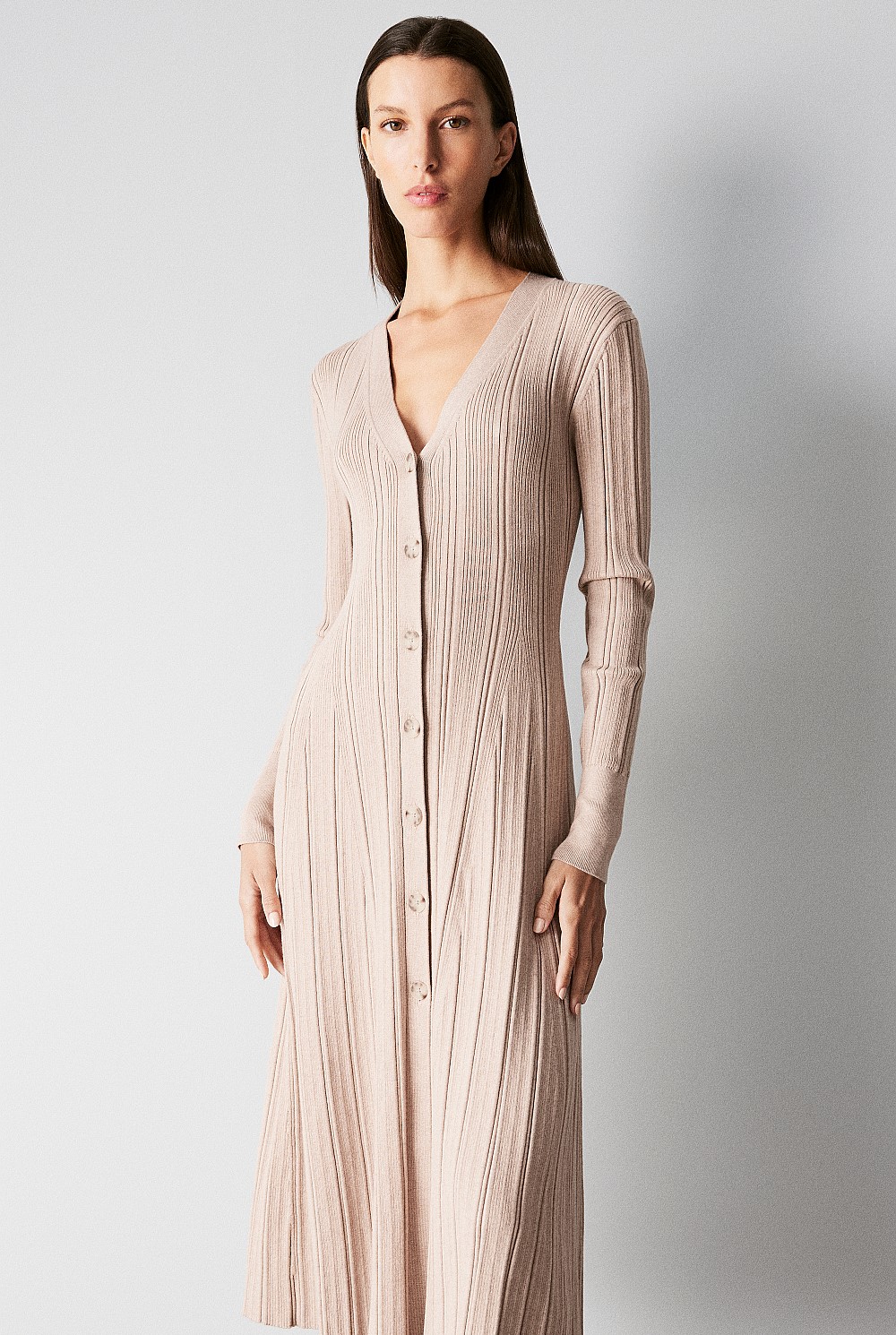 Organically Grown Cotton Blend Rib Knit Dress