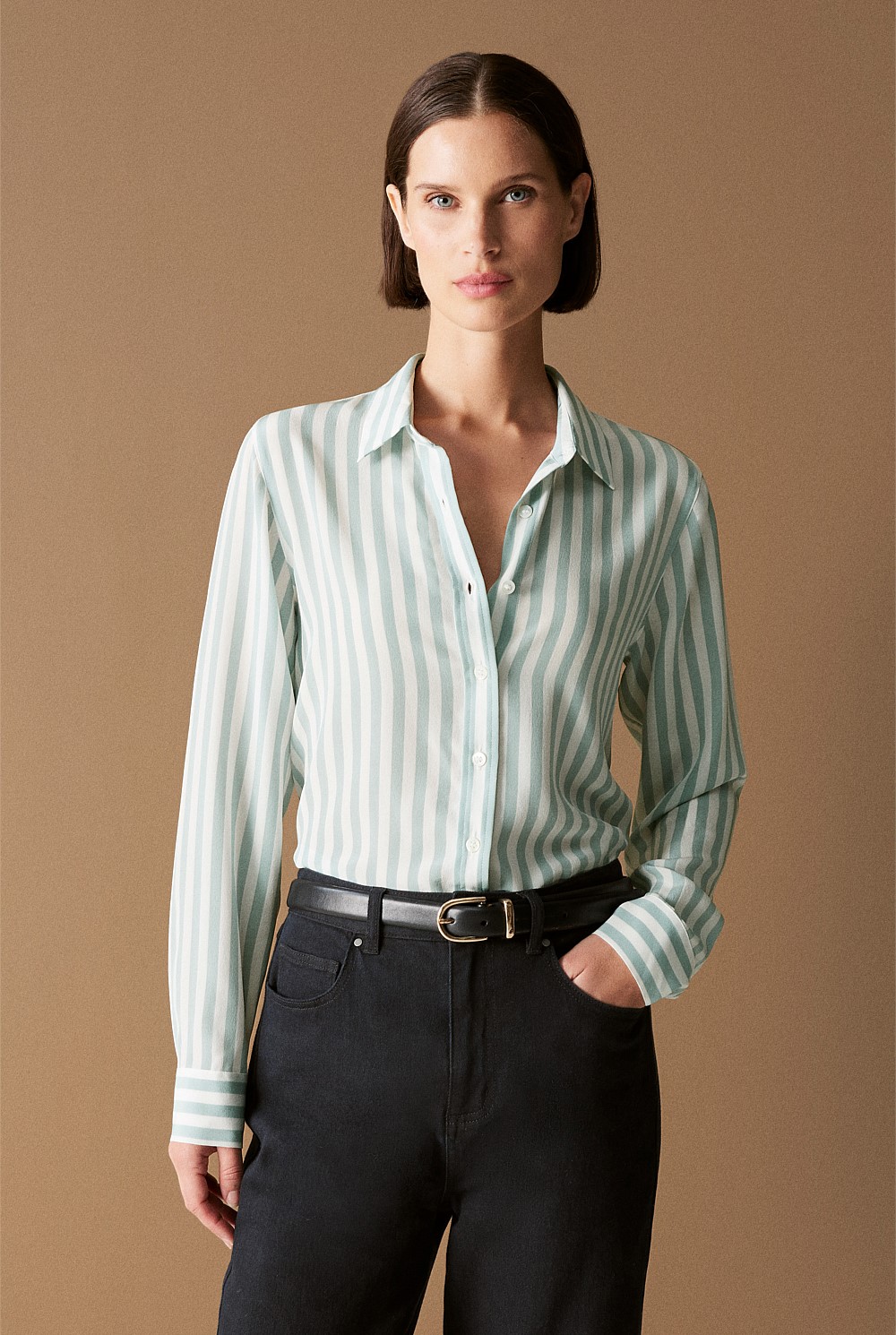Silk Bold Stripe Classic Shirt