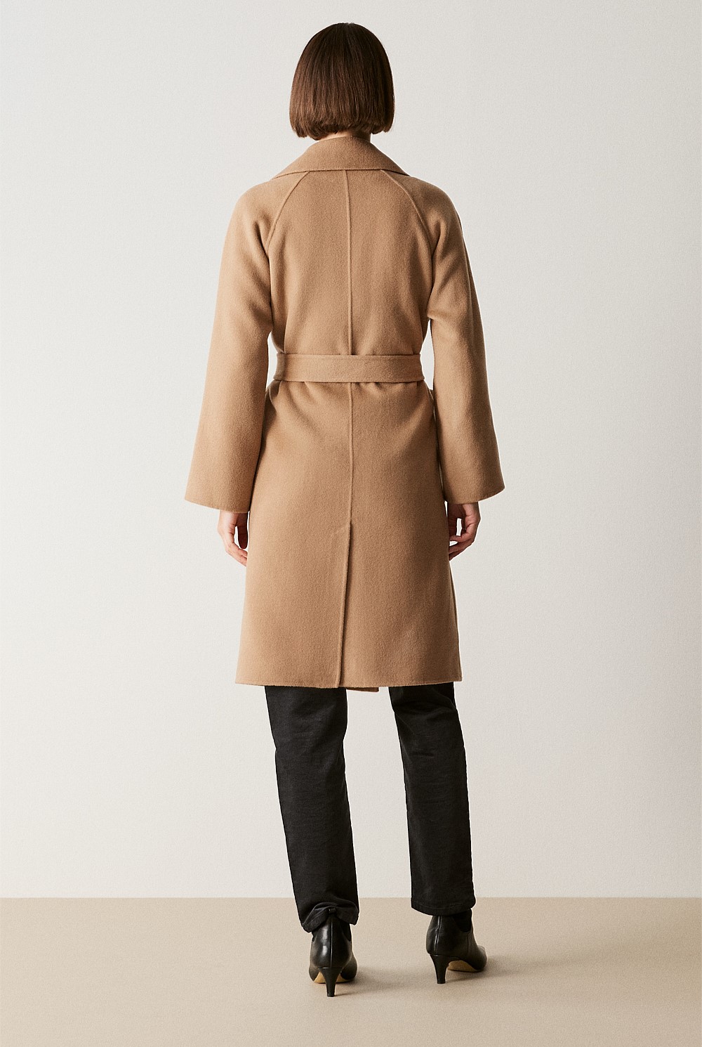 Double Faced Wool Belted Wrap Coat