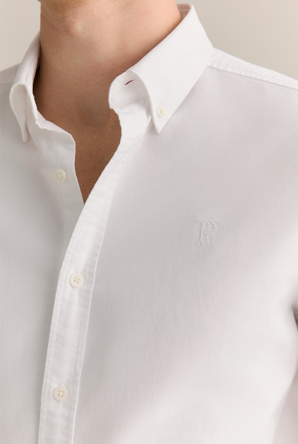 Tailored Fit Cotton Monogram Oxford Shirt