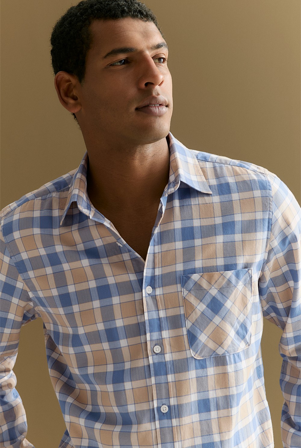 Regular Fit Cotton Herringbone Check Shirt