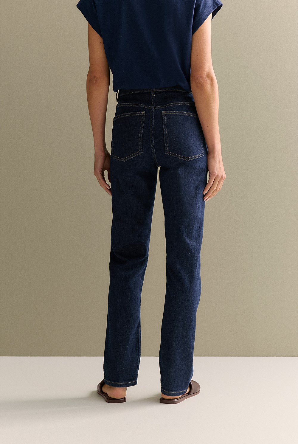 Mid Rise Straight Leg Jean