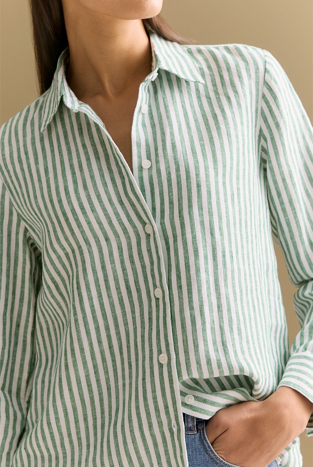 Linen Yarn Dyed Stripe Classic Shirt