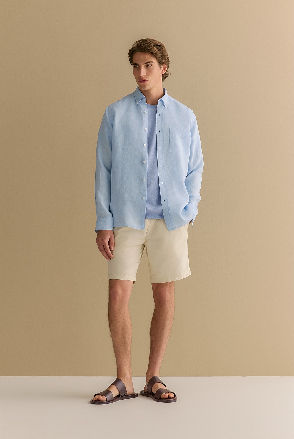 Regular Fit Delave Linen Long Sleeve Shirt