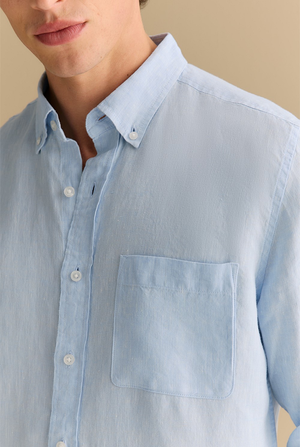 Regular Fit Delave Linen Long Sleeve Shirt