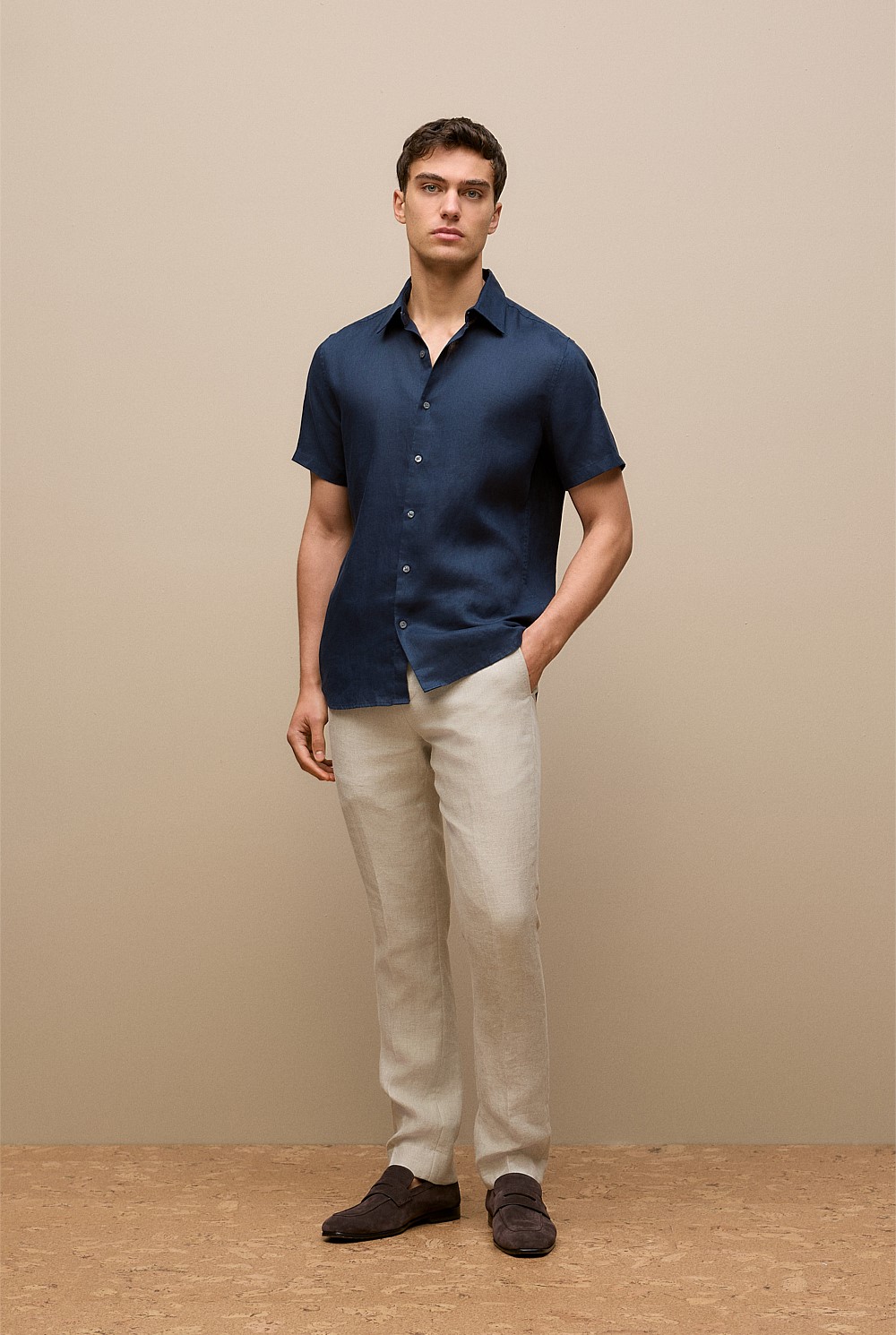Regular Fit Linen Short Sleeve Shirt