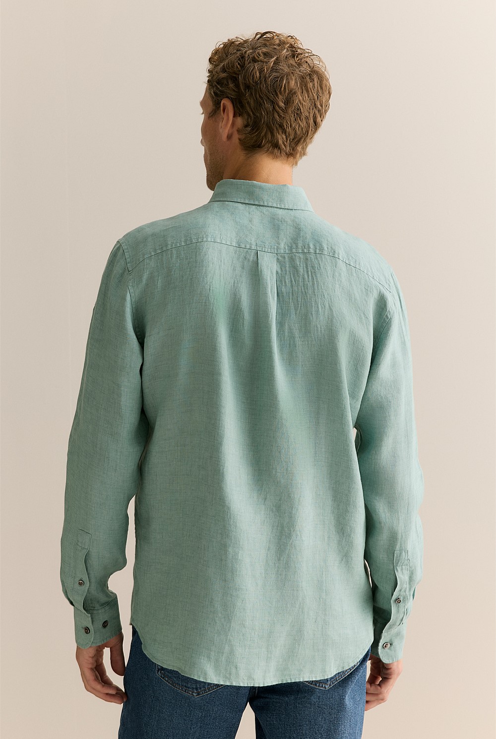Regular Fit Delave Linen Long Sleeve Shirt