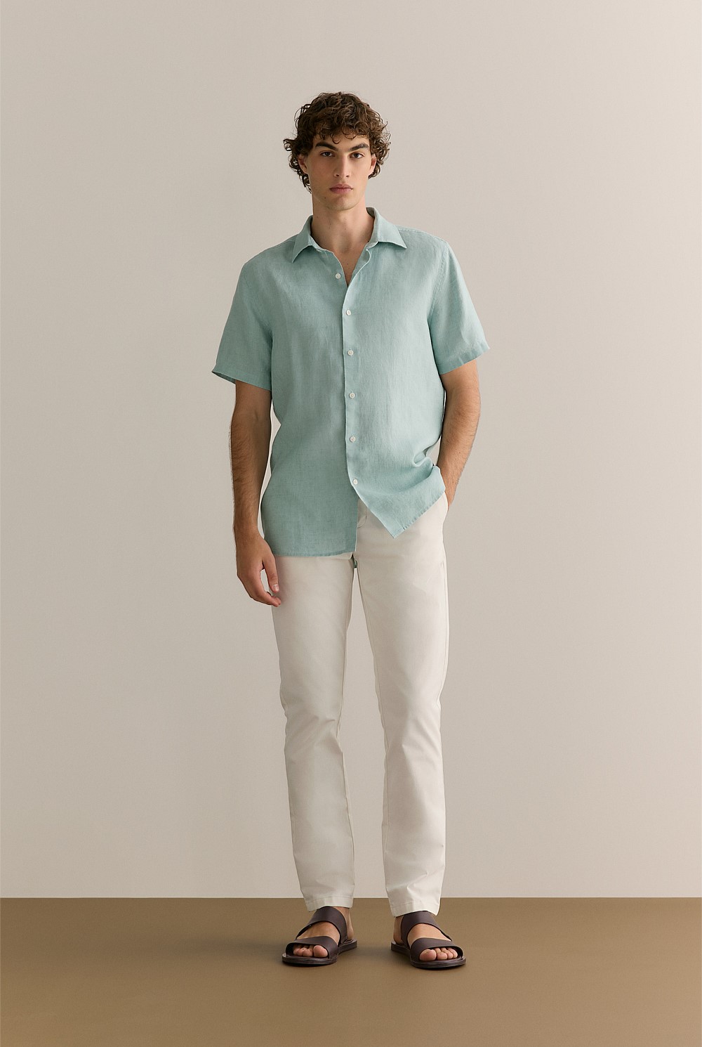 Regular Fit Delave Linen Short Sleeve Shirt