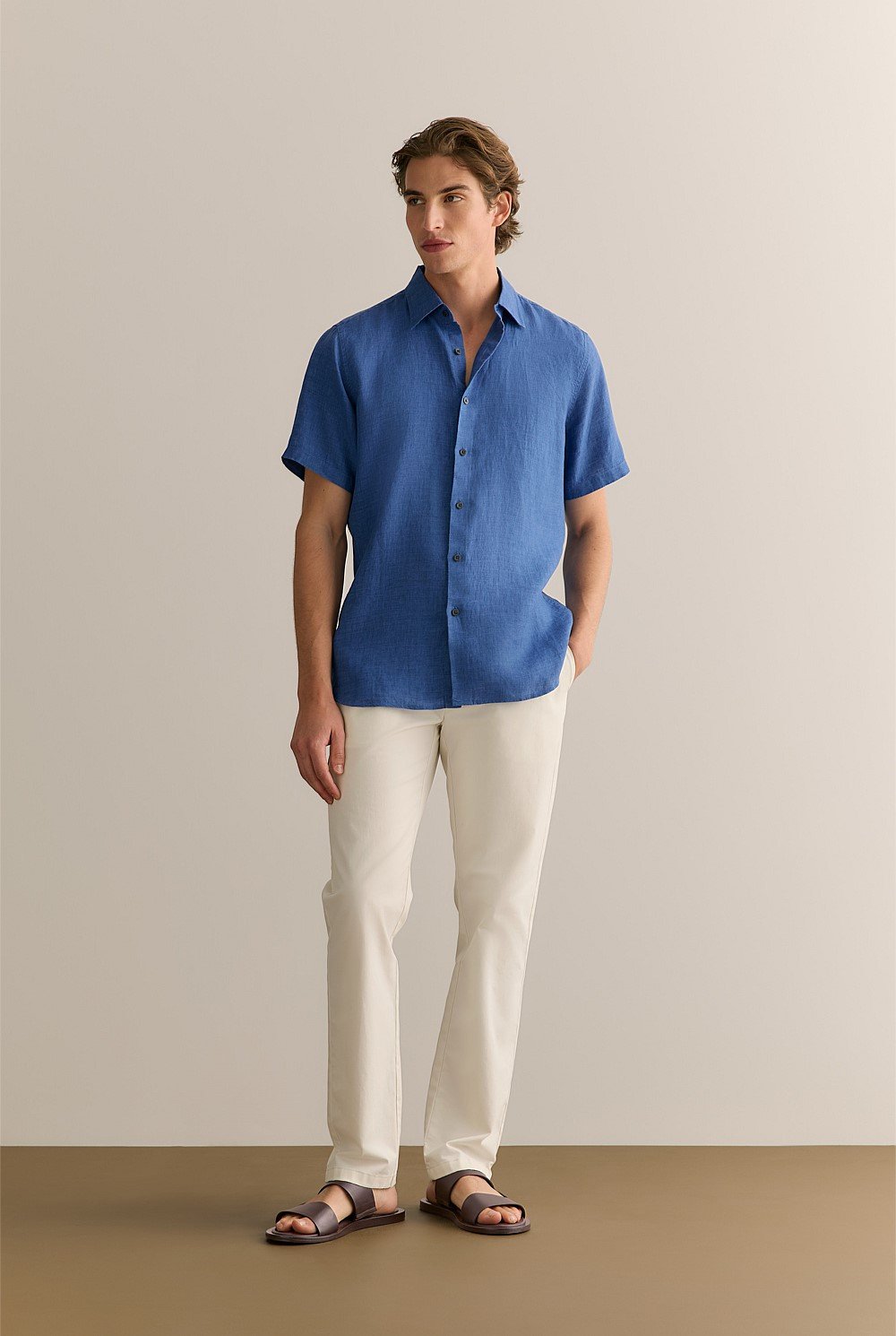 Regular Fit Delave Linen Short Sleeve Shirt