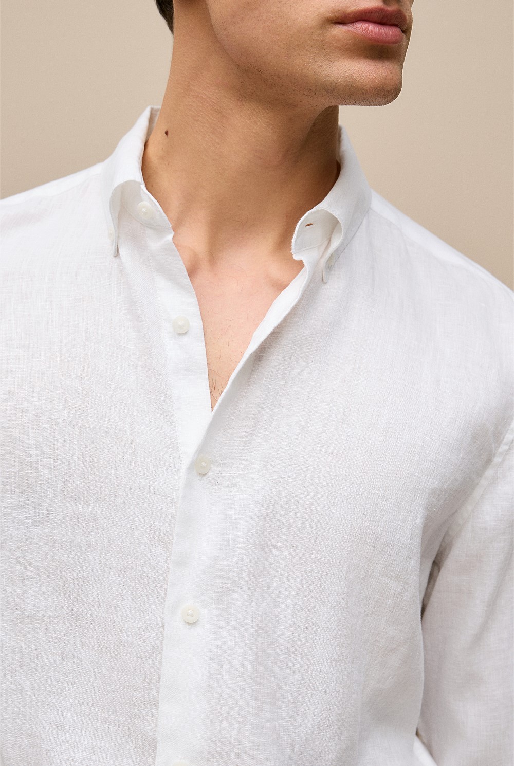 Tailored Fit Linen Long Sleeve Shirt