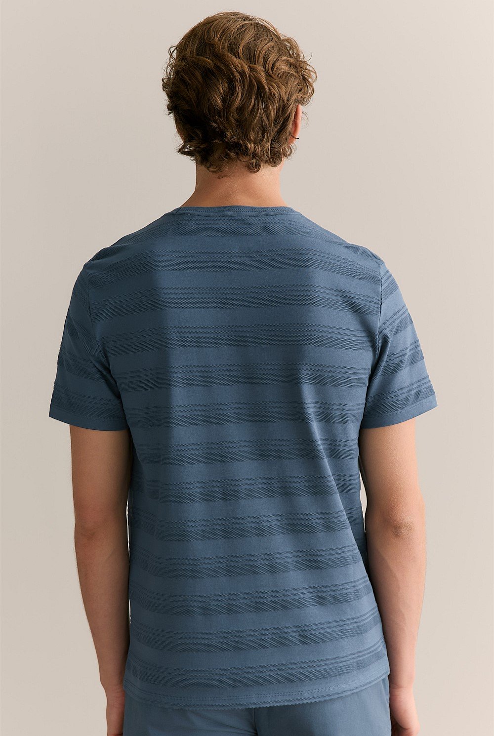 Cotton Jacquard Textured Stripe T-shirt