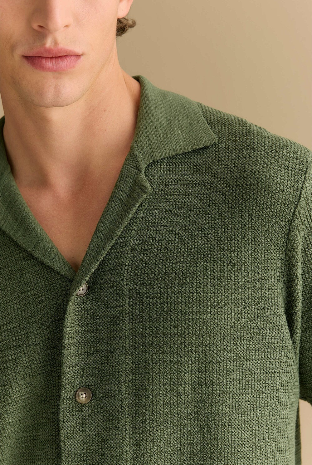 Cotton Linen Textured Knit Shirt