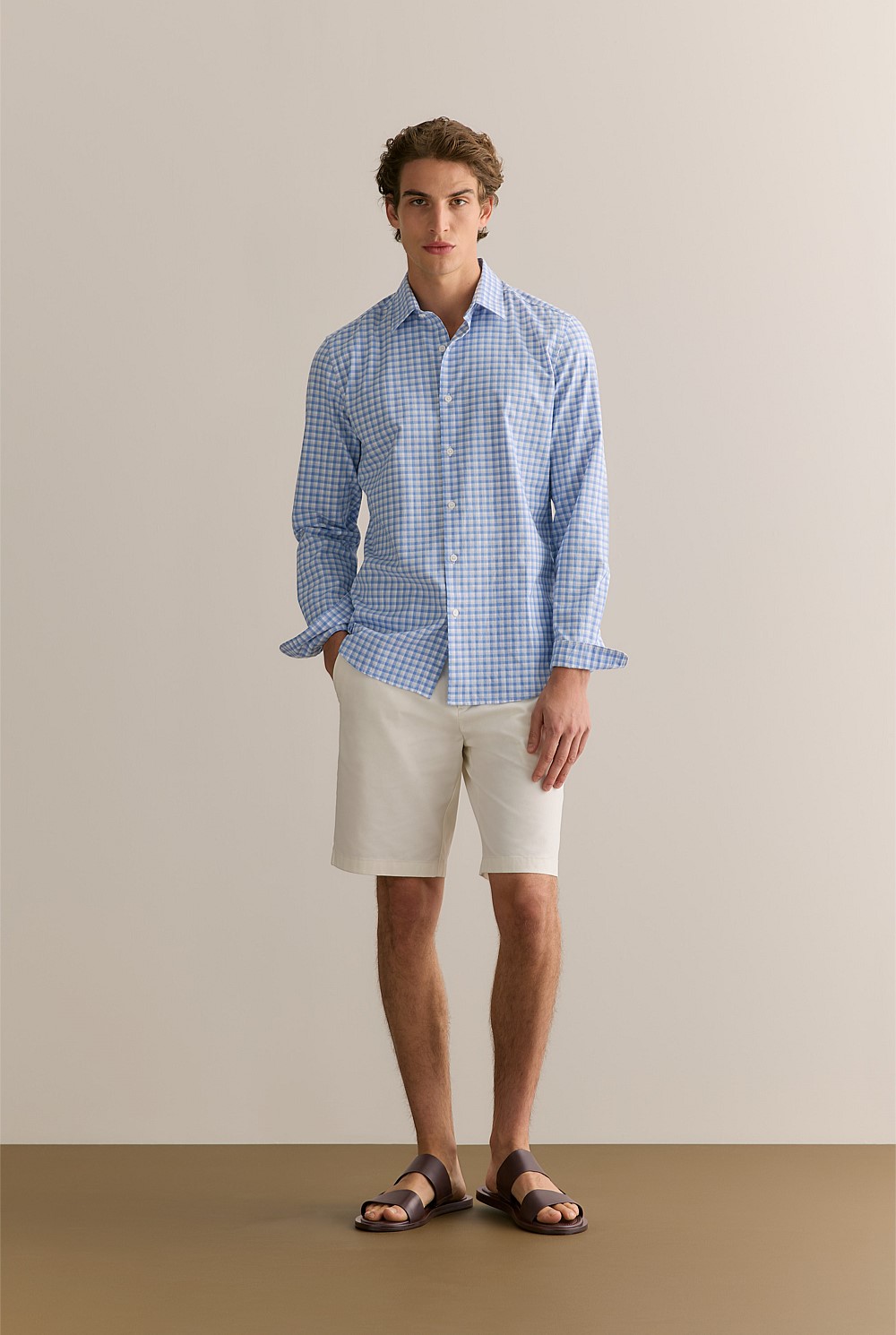 Tailored Fit Cotton Poplin Gingham Shirt