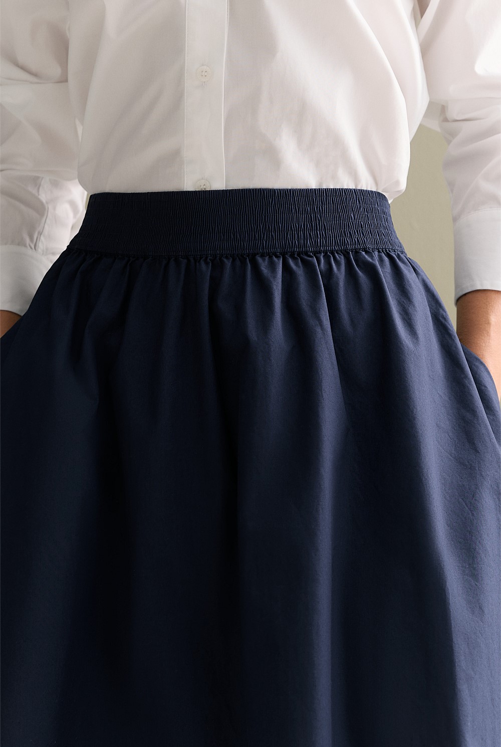 Cotton Poplin Pull On Skirt