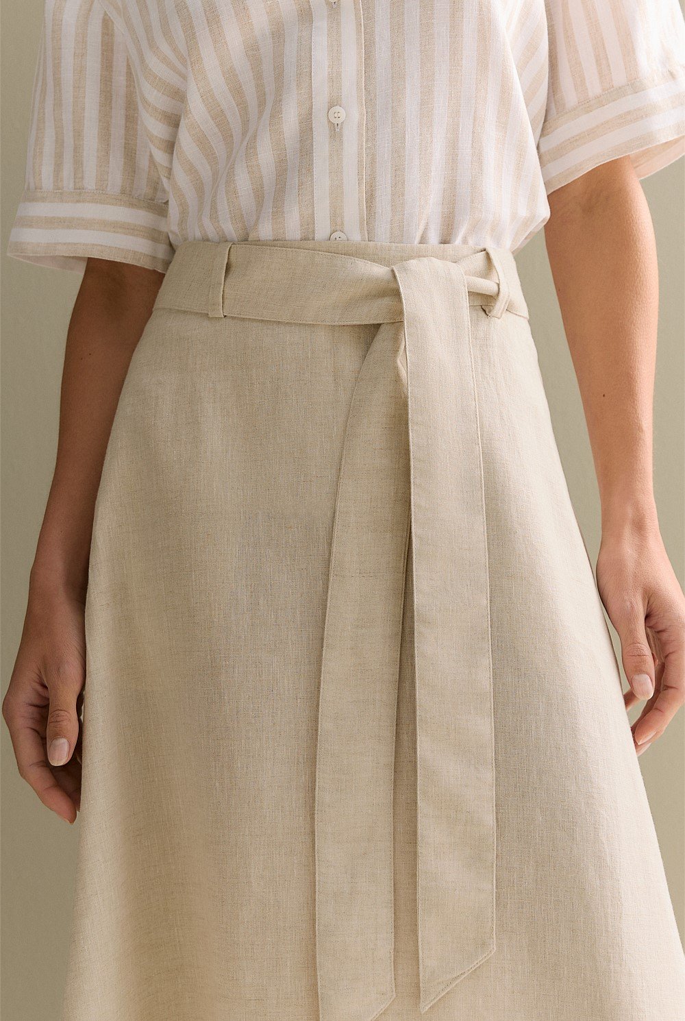 Yarn Dyed Linen Self Tie Skirt