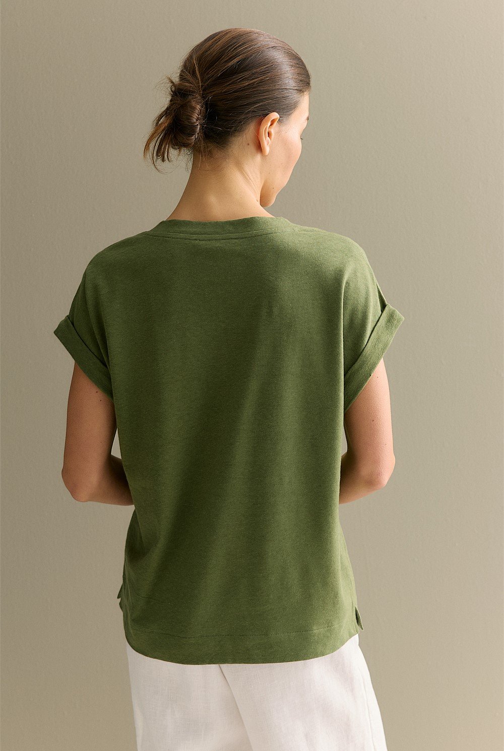 Linen Cotton V Neck T-shirt