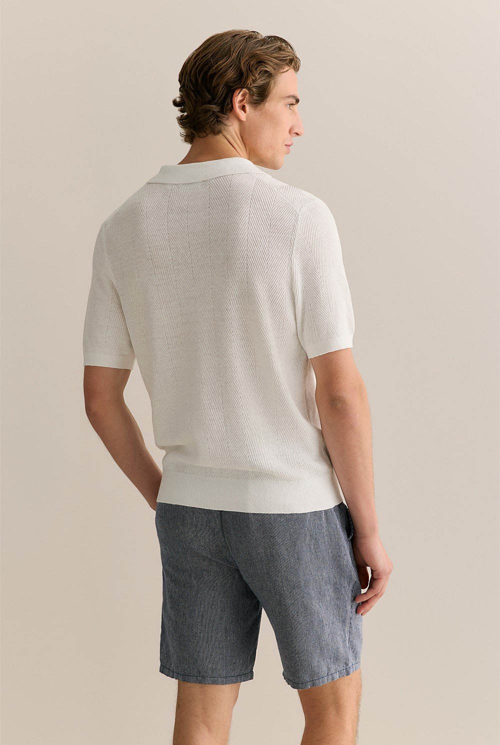 Linen Cotton Textured Stitch Polo