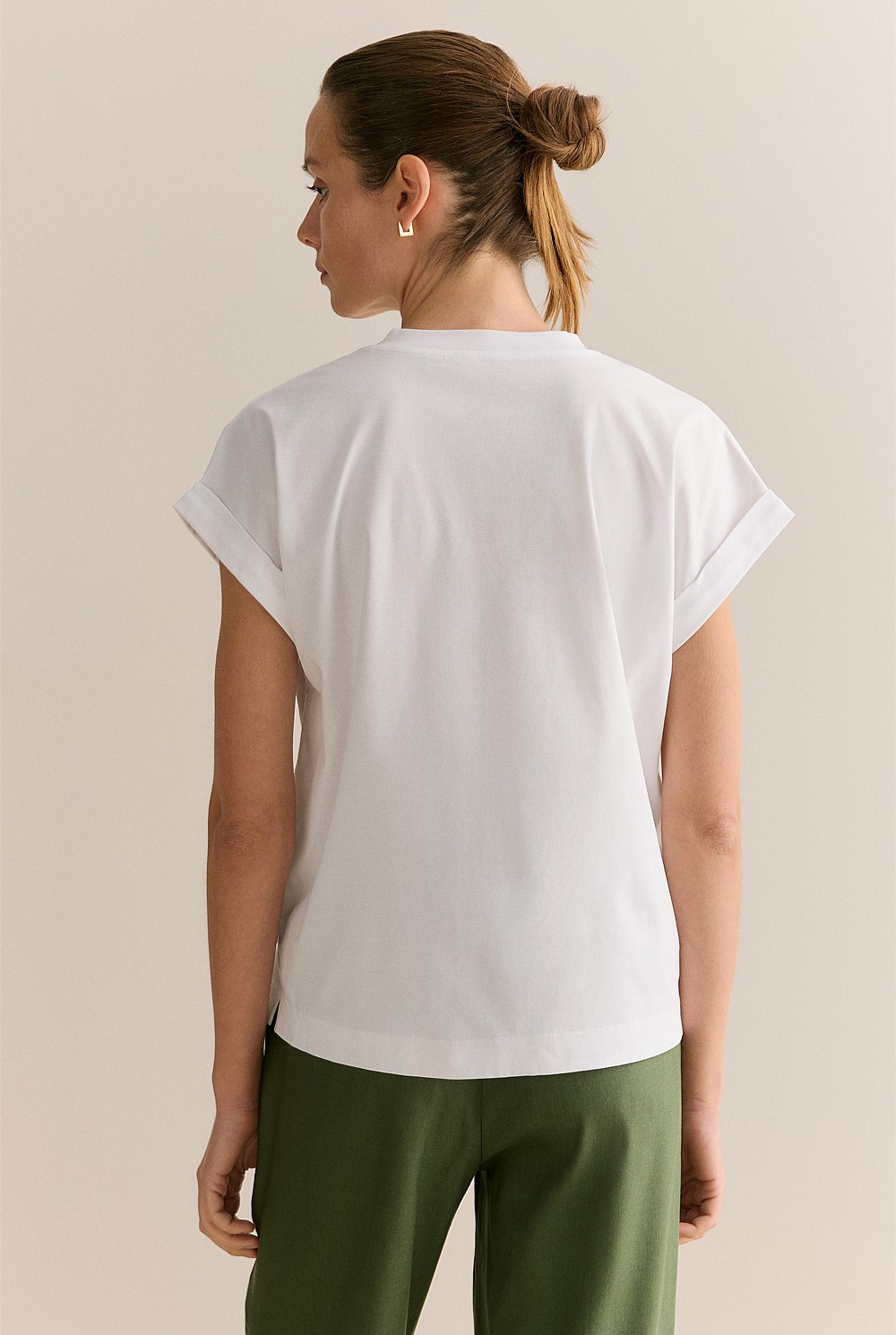 Cotton Interlock V Neck T-shirt