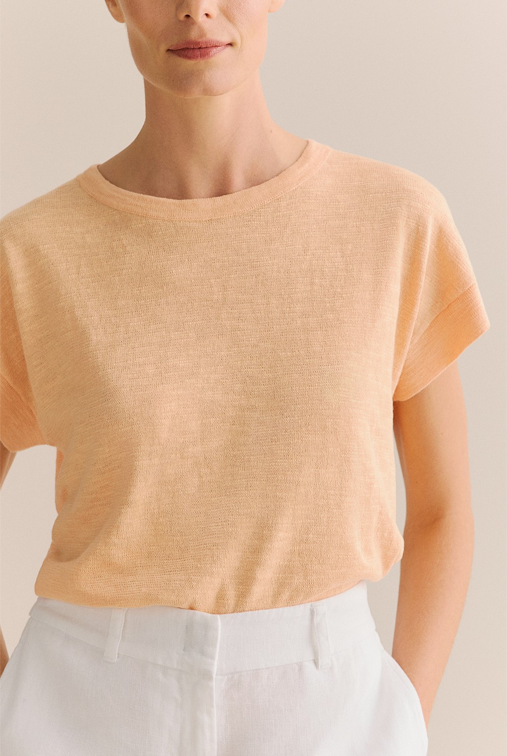 Linen Cotton Knit Relaxed T-shirt