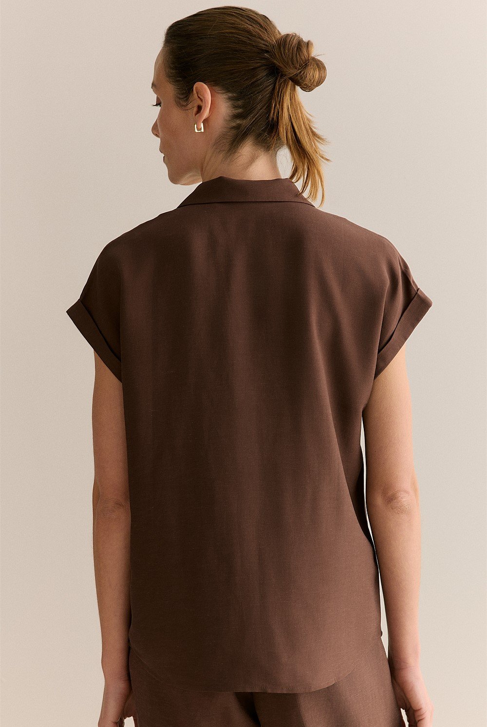 Draped Short Sleeve Camp Shirt