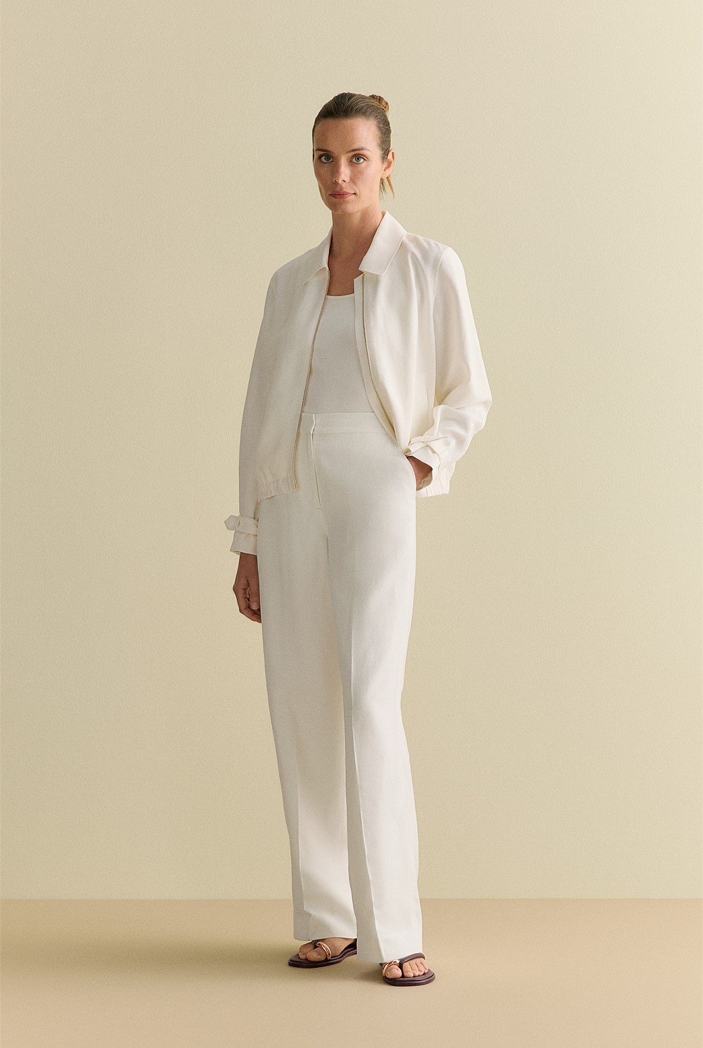 Textured Straight Leg Pant