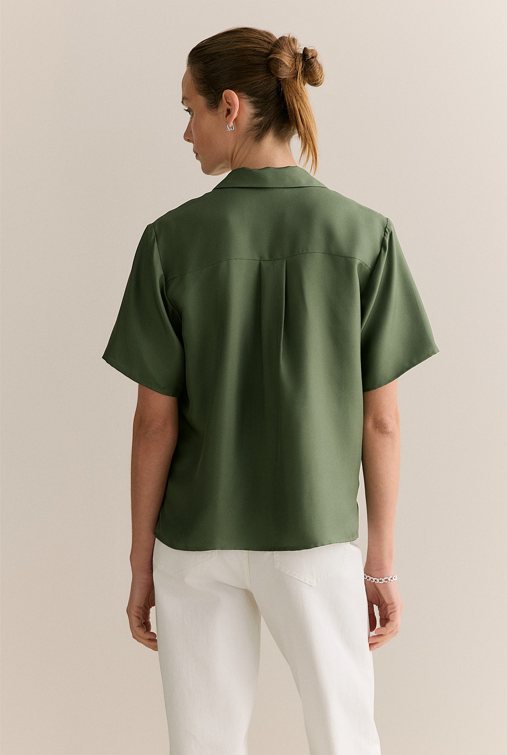 Silk Twill Short Sleeve Camp Shirt