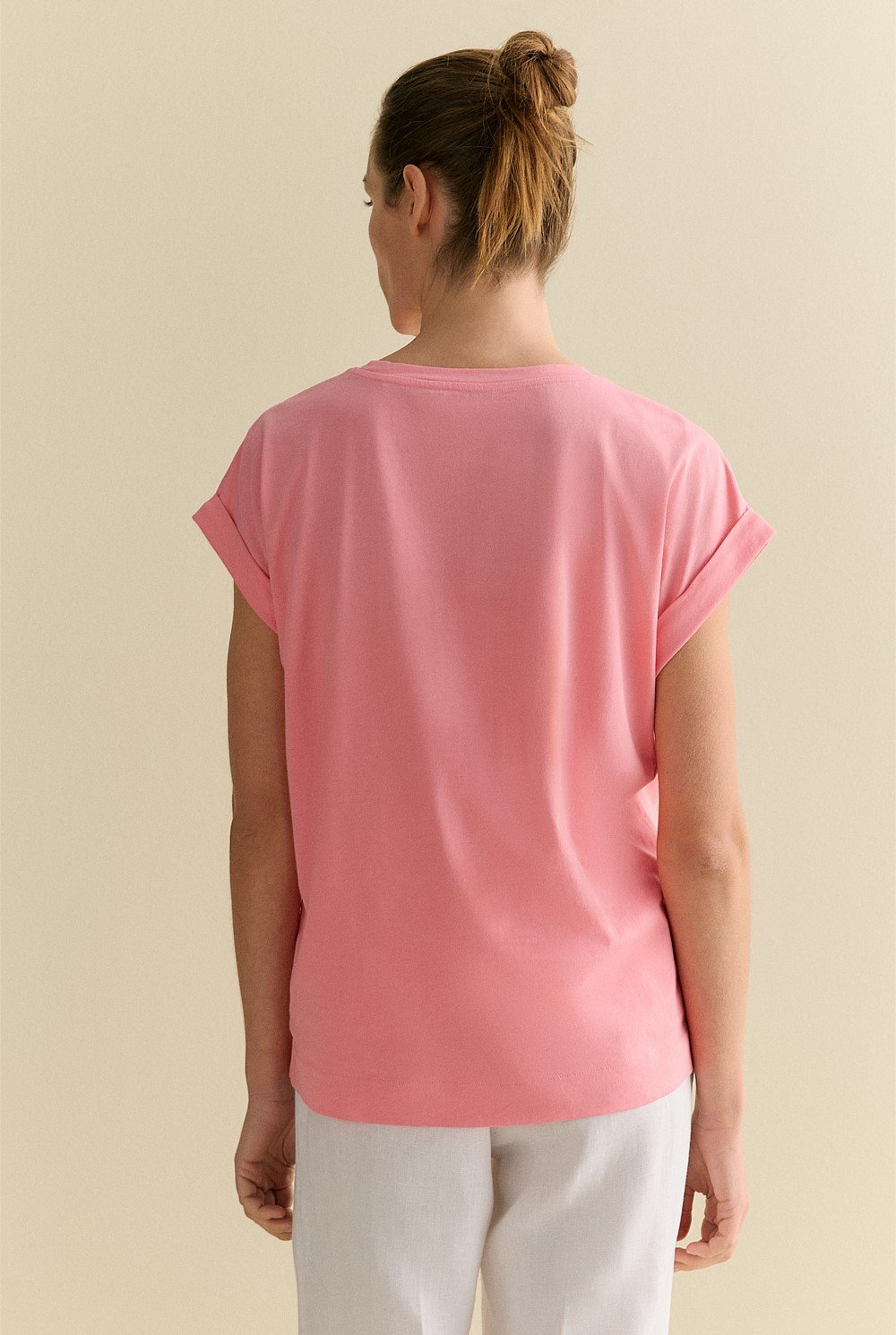 Pima Cotton Cuff Sleeve T-shirt