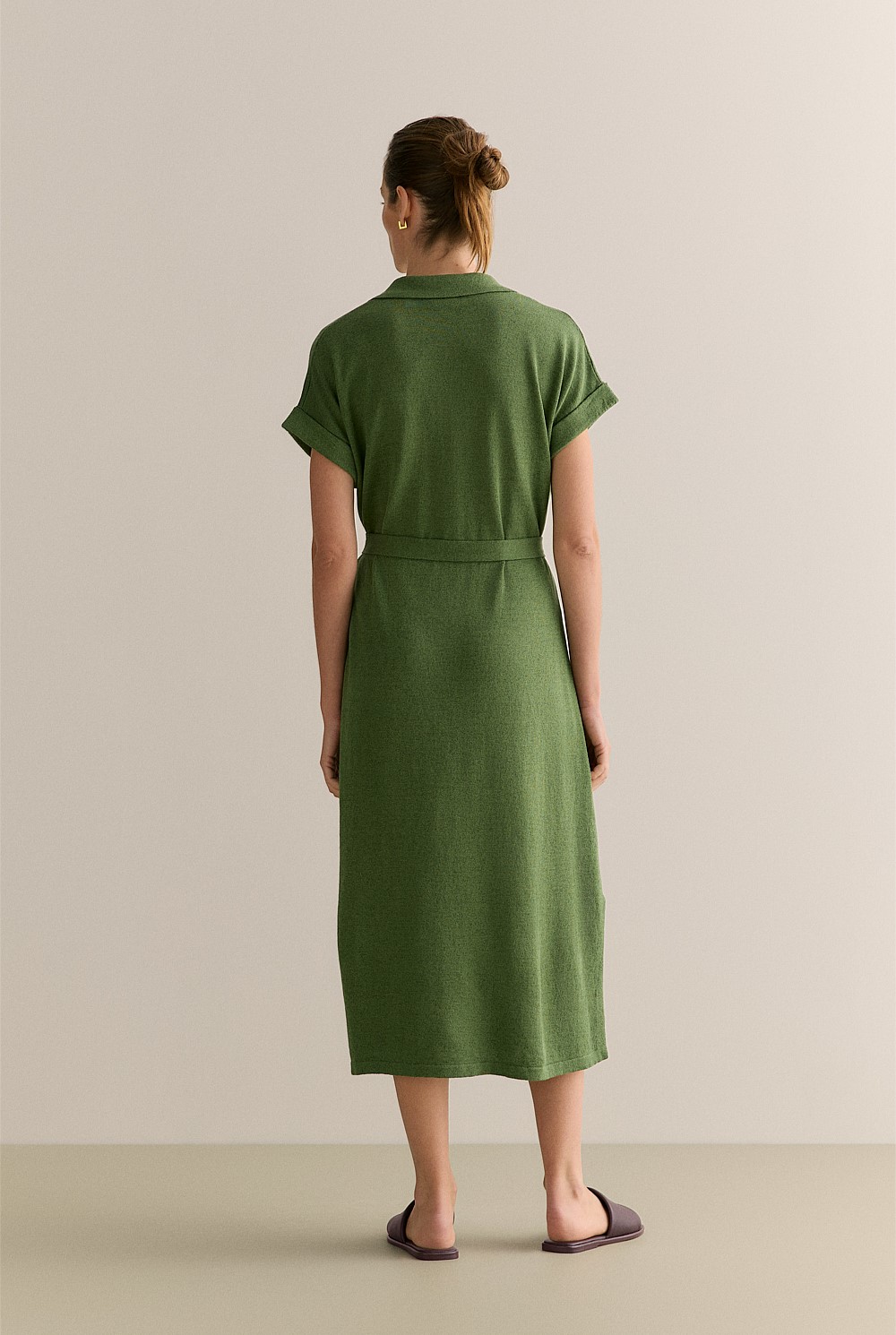 Linen Cotton Collared Knit Dress