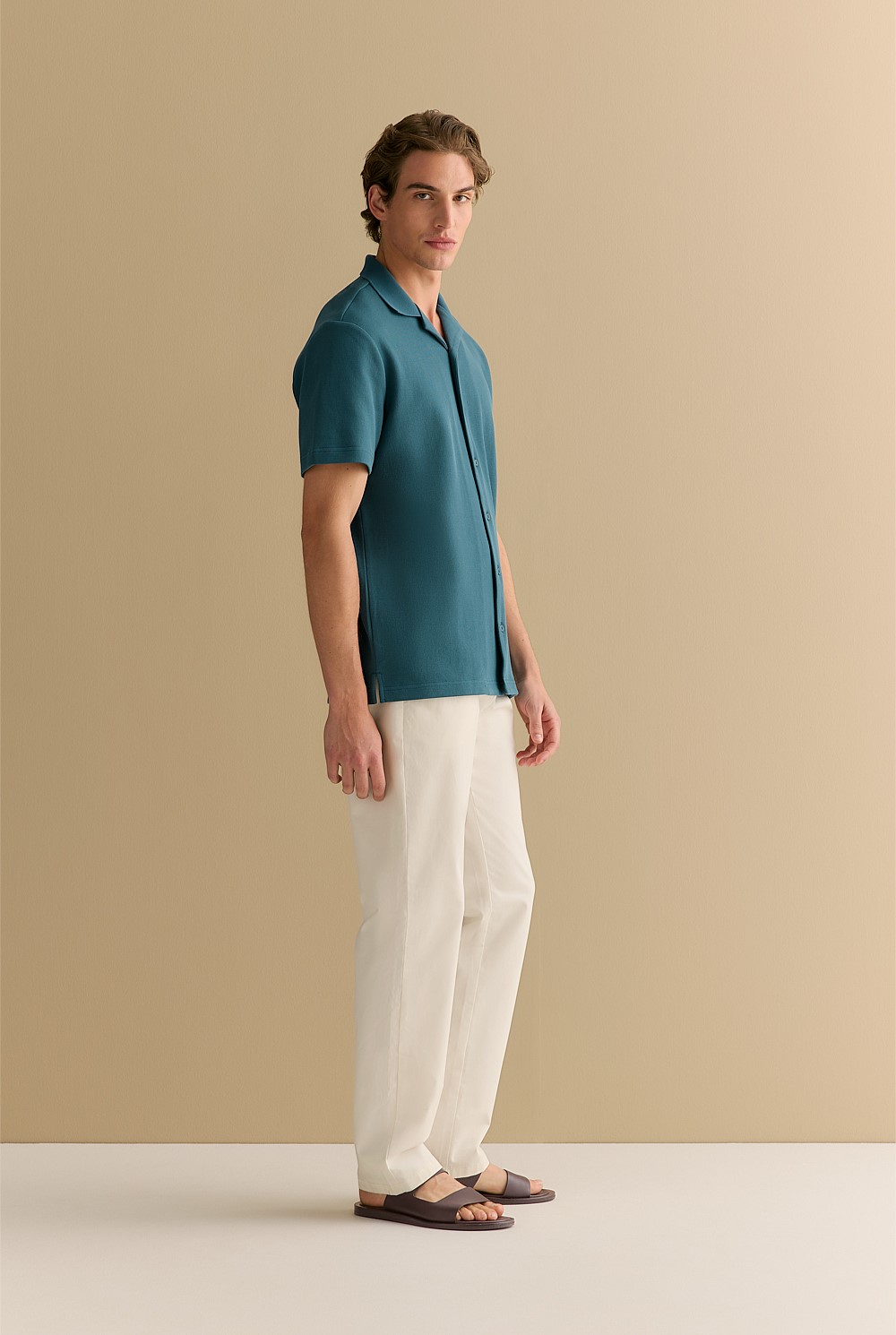 Regular Fit Cotton Blend Pique Shirt