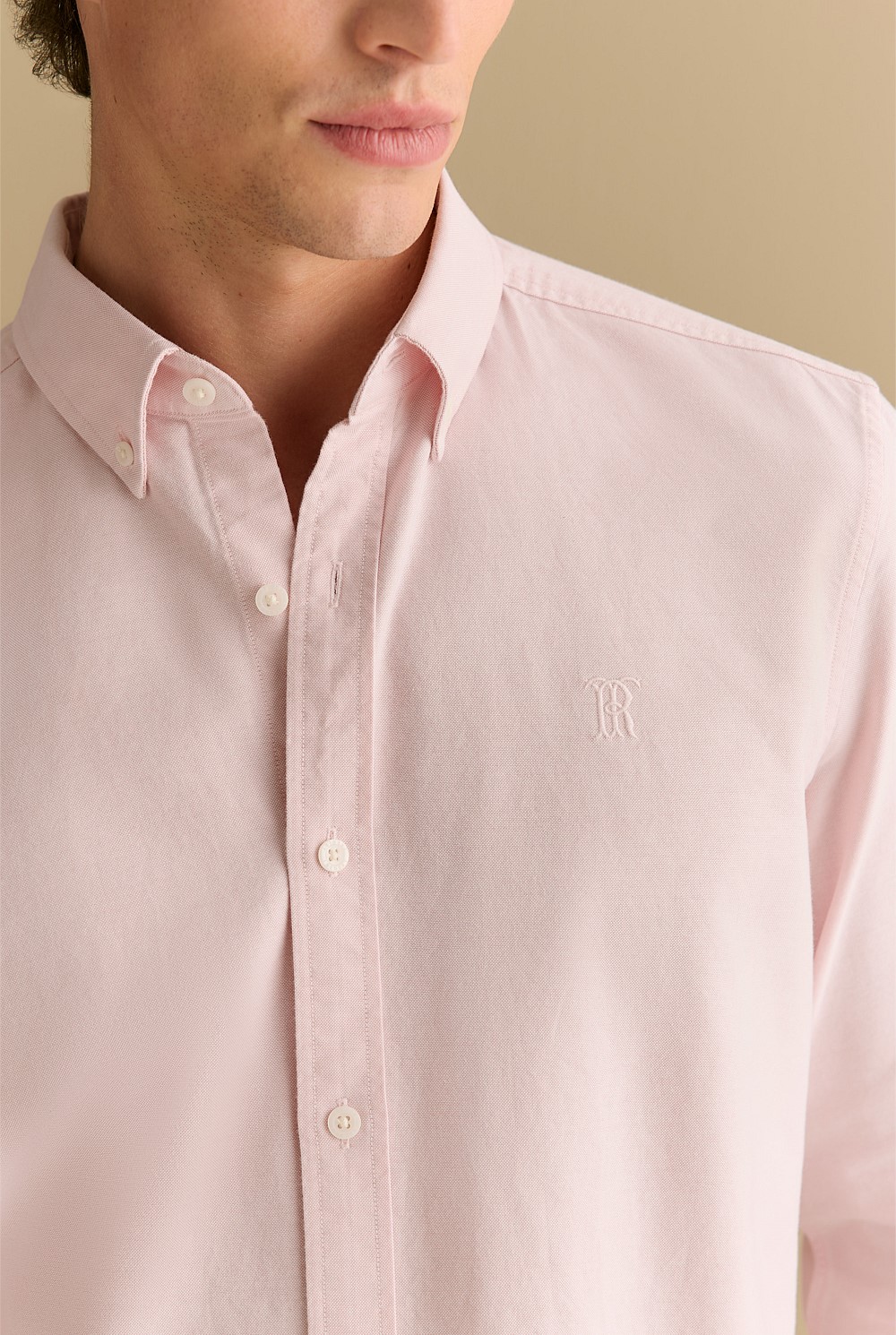 Regular Fit Yarn Dyed Monogram Oxford Shirt