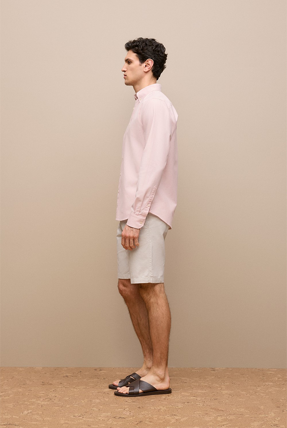 Regular Fit Yarn Dyed Cotton Monogram Oxford Shirt