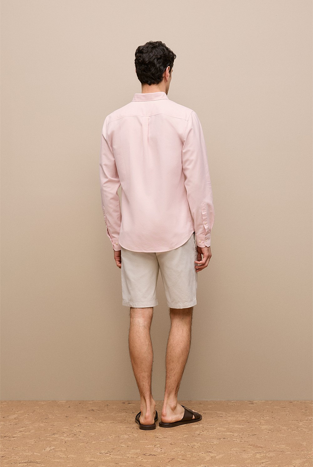 Regular Fit Yarn Dyed Cotton Monogram Oxford Shirt