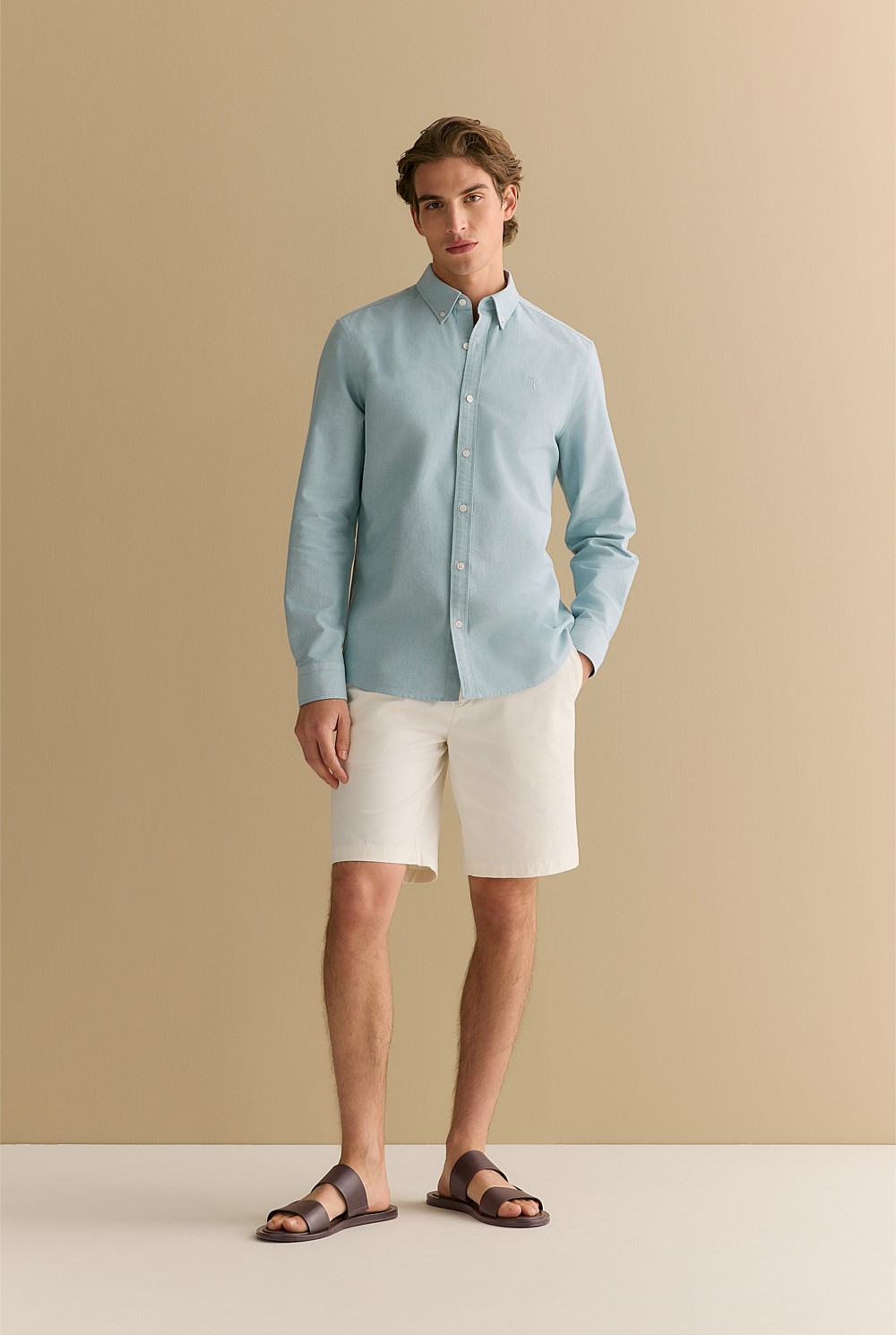 Regular Fit Yarn Dyed Monogram Oxford Shirt