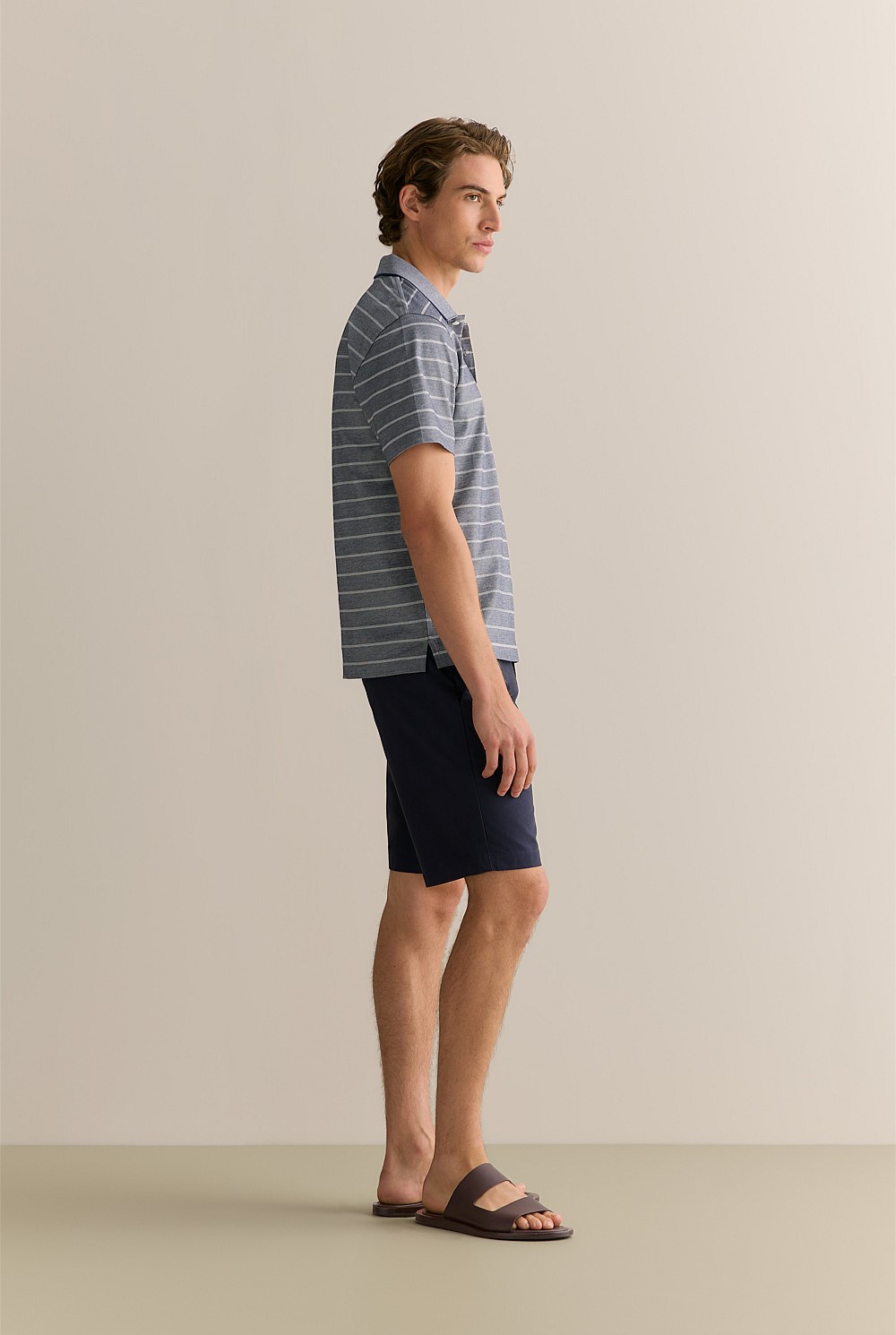 Mercerised Cotton Birdseye Stripe Polo