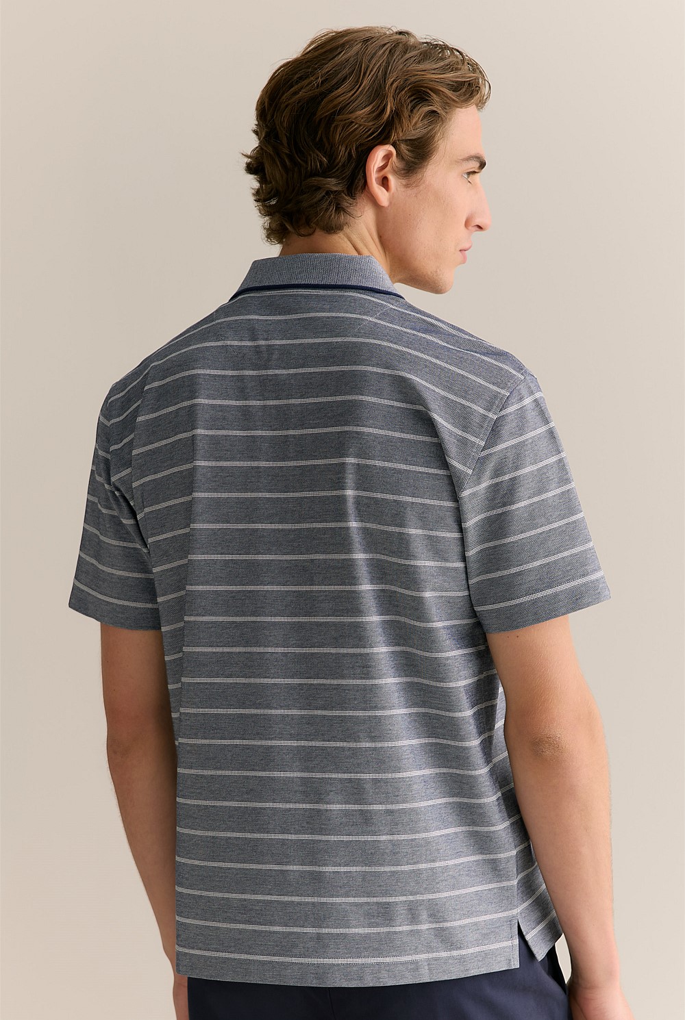 Mercerised Cotton Birdseye Stripe Polo