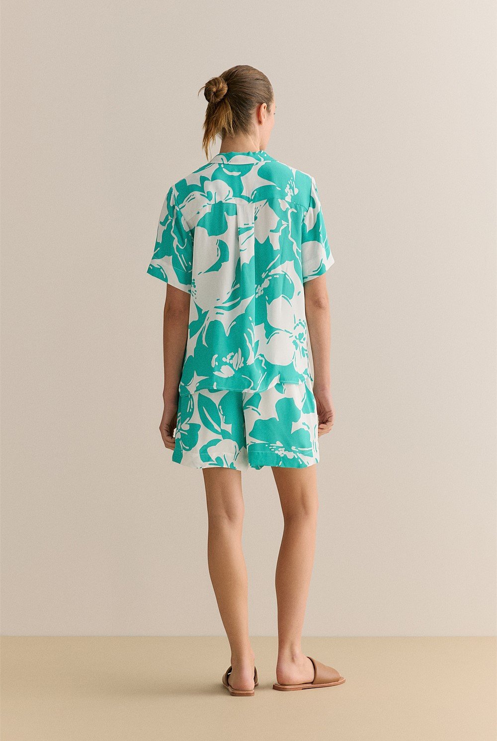 Floral Crepe Short Sleeve Camp Shirt