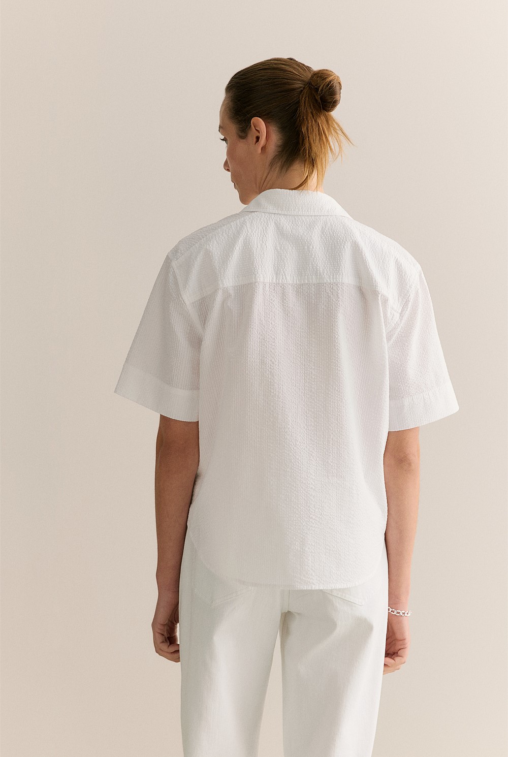 Cotton Seersucker Short Sleeve Shirt