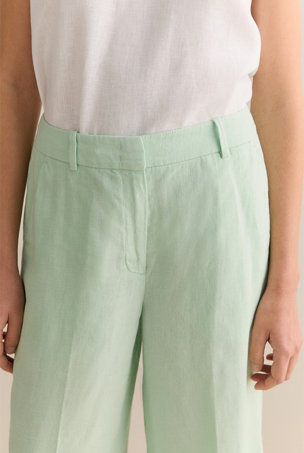 Linen Wide Leg Crop Pant