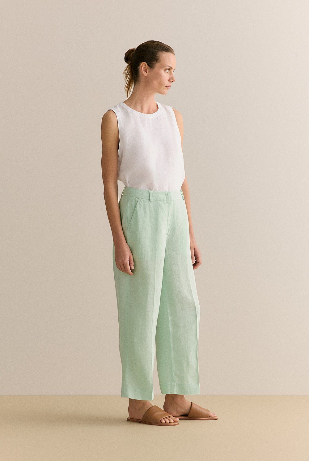 Linen Wide Leg Crop Pant