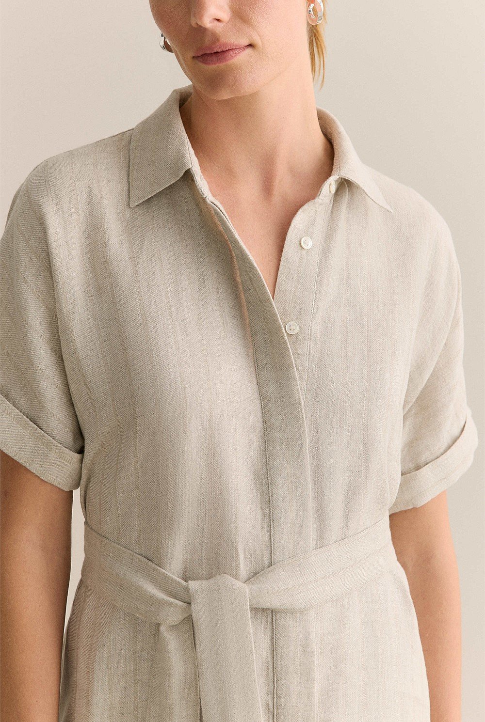 Linen Short Sleeve Shirt Dress