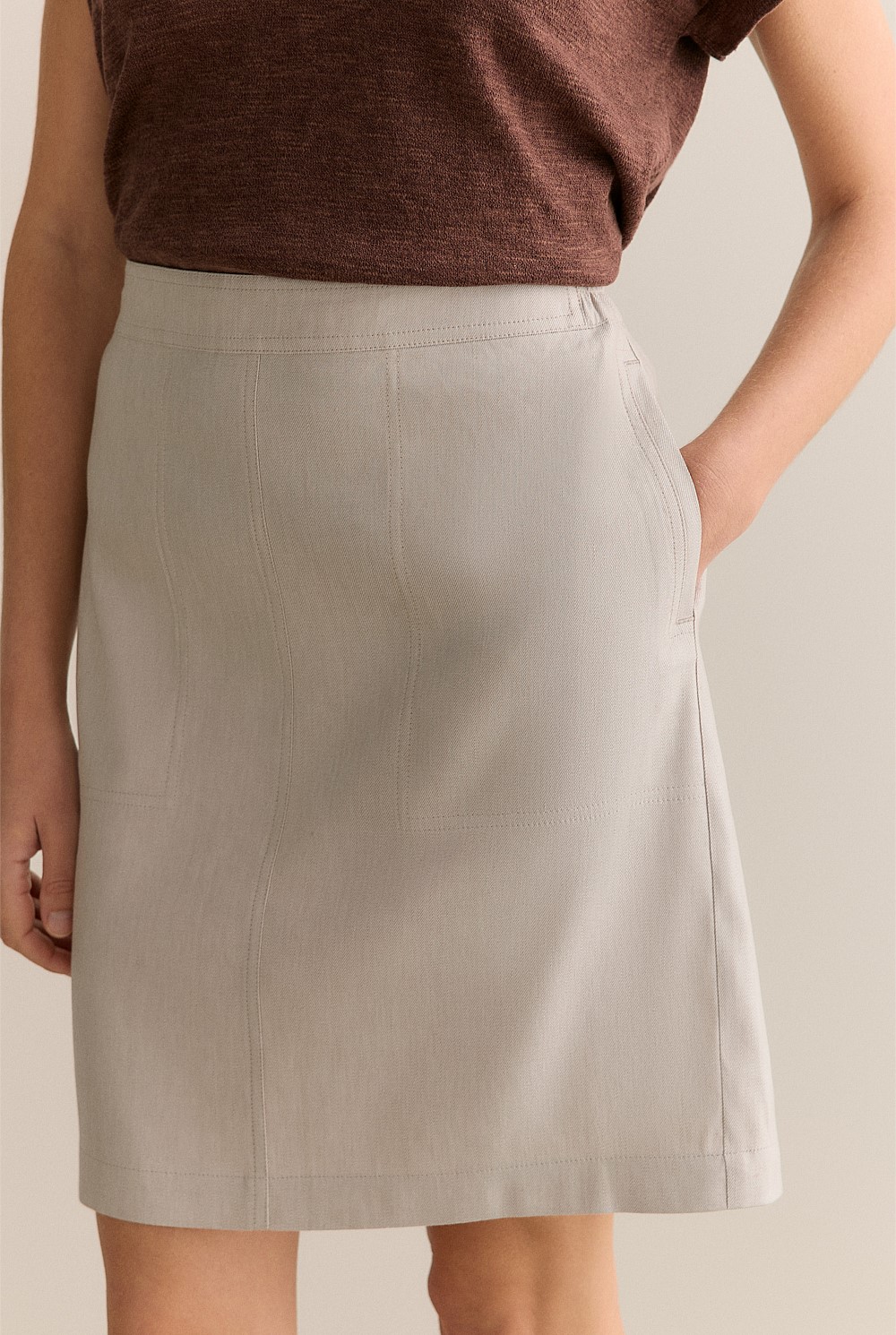 Stretch Linen Blend Skirt