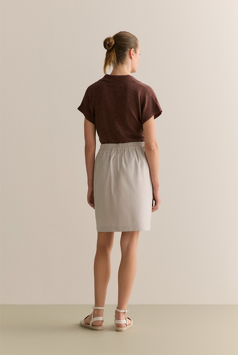 Stretch Linen Blend Skirt