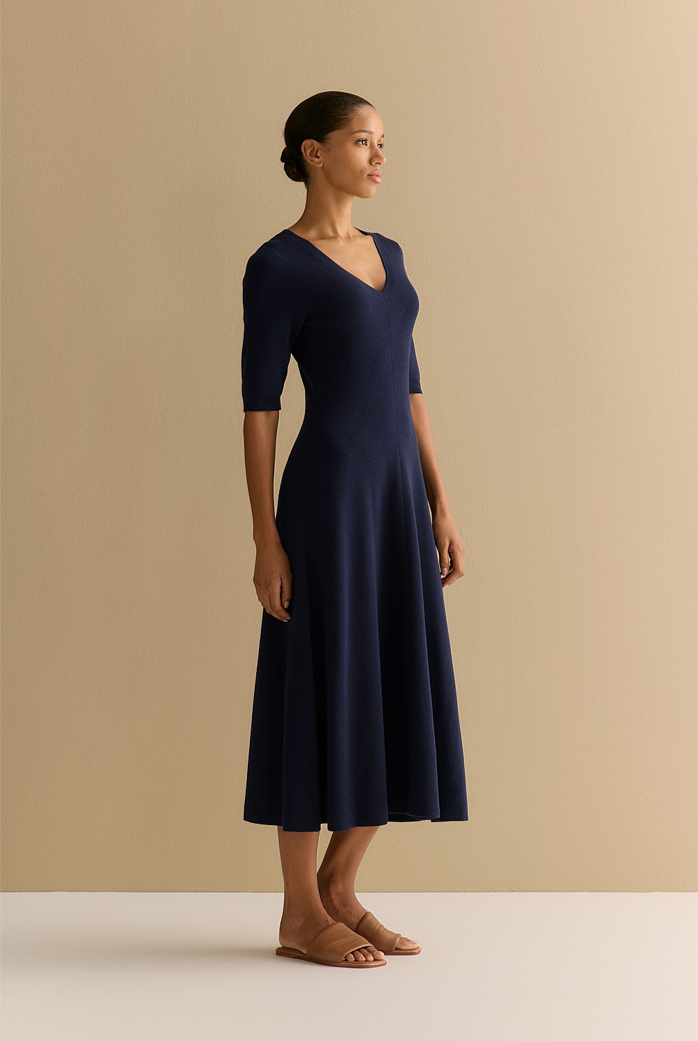 Merino Blend V Neck Dress