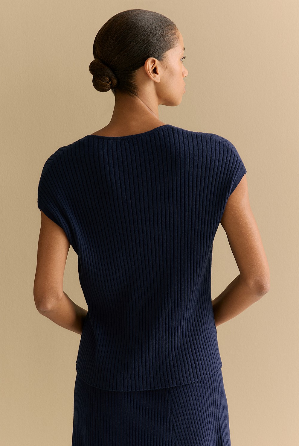 Cotton Cashmere Rib Relaxed T-shirt