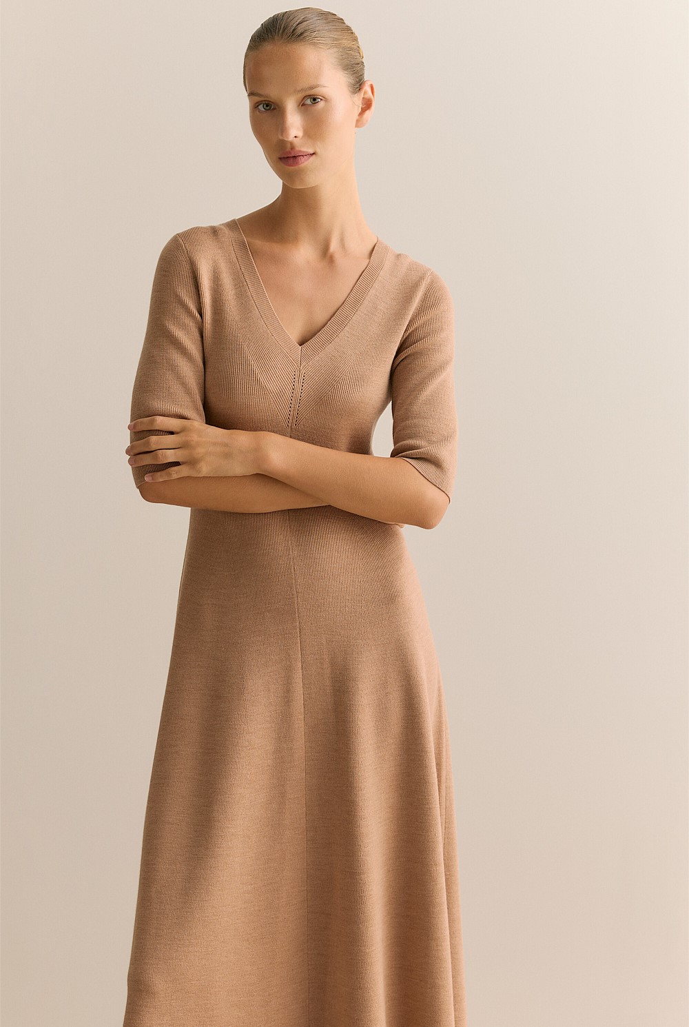 Merino Blend V Neck Dress