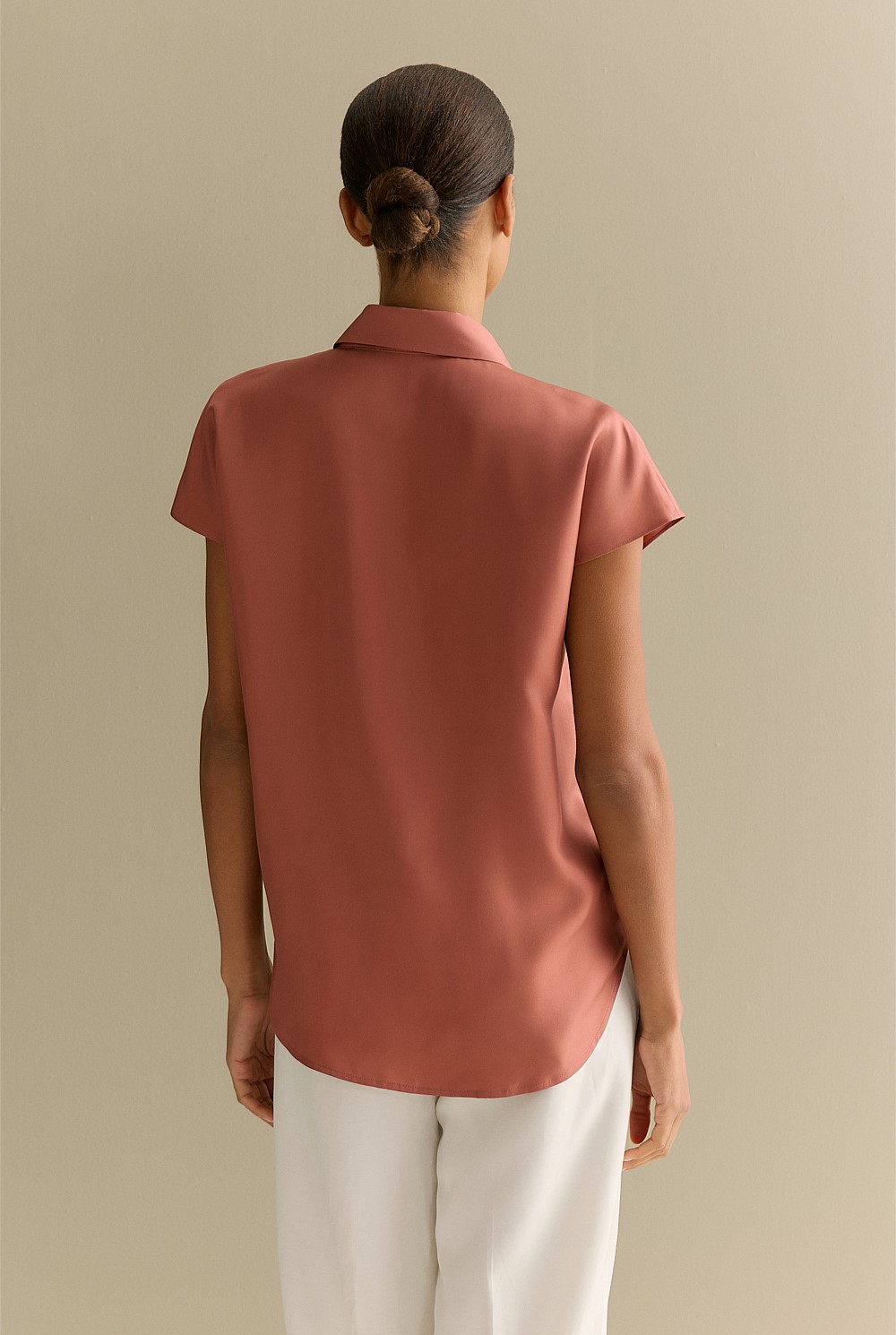 Silk Twill Cap Sleeve Shirt